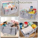 XUANGUO Baby Diaper Caddy Organizer with Handle - Gender Neutral Nursery Storage Bin Basket - Portable Tote Bag - Car Organizer - Newborn Essentials - Grey