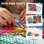 Klever Kits 4PCS Window Art Suncatcher Kits, Fun Gem Painting Kits, Diamond Art and Crafts for Boys Girls, Great Crafts Gift for Kids Birthdays Christmas Ages 6+