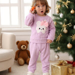 Kucnuzki Baby Girl Fall Winter Clothes Purple Crewneck Sweatshirt Plain Long Sleeve Shirts Cute Tops Baby Pants 12 18 Months Girl Clothes Toddler Outfit