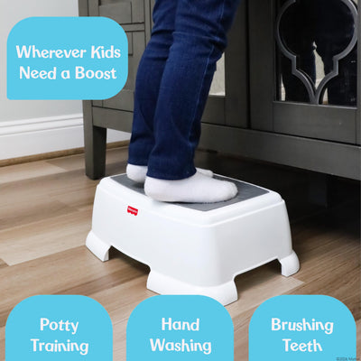 Fisher-Price™ Toddler Step Stool – Non-Slip Textured Top, Wide Stable Base, Lightweight Potty Training Boost for Kids, Bathroom & Sink Stool for Toddlers