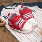 KKIIDDSS Unisex Baby Girls Boys Canvas High-top Shoes, Newborn Infant Anti-Slip Soft Sole Frist Walking Sneakers (C01/Red,12-18 Months)