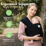 ELDOMA Black Baby Wrap Carrier - Lightweight, Breathable Baby Sling, Hands Free Baby Carrier Sling, Baby Carriers from Newborn to Toddler, (7-35 lbs / 3-15kg)