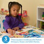 Melissa & Doug 3-Puzzle Jigsaw Set - Dinosaurs, Ocean, and Safari