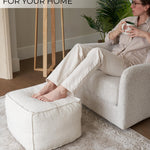 ZICOTO Beautiful Boucle Pouf Ottoman and Foot Rest - Elevate Your Living Room Decor with Lightweight Comfort and Charm - A Round Modern Foam Filled Foot Stool Perfect to Rest Your Feet