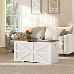 CHOEZON Storage Chest, 39.4" Toy Chest, Modern Storage Bench with Safety Hinge, Toy Box, Farmhouse Style, for Bedroom, Living Room, Walnut and White MCW10WL