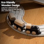 PlanToys® Classic Train Wooden Montessori Vehicle Toy | Early Movement, Imagination and Practical Life Exploration | Eco Friendly Train Set for Indoor and Outdoor Play