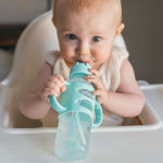 Dr. Brown's Milestones Narrow Sippy Straw Bottle, Spill-Proof with 100% Silicone Handles and Weighted Straw, 8 oz/250 mL, Green, 6m+