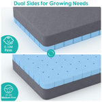 Grbsy 4 in 1 Crib Mattress, 6" Dual Sided Memory Foam Toddler Bed Mattress, Cotton Heat & Tencel Cooling Cover, Firm Breathable Baby Mattress for Infant & Toddler, Waterproof Linning & Washable