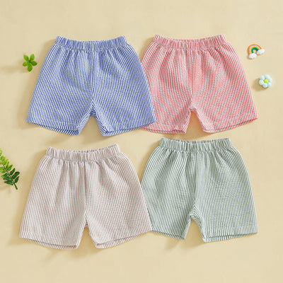 Aiwpstoin Toddler Baby Boy Girl Shorts Summer Casual Elastic Waist Striped Shorts Pants Boxer Bottoms (Khaki, 6-12 Months)