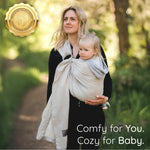Ring Sling Baby Carrier - USA Lab Tested, 100% Natural Cotton Muslin, Breathable & Ergonomic Ring Sling Beige