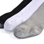 EPEIUS Toddlers Girl Tights Baby Boy Seamless Non Slip/Skid Grip Leggings Cotton Stockings Footed Pants Pantyhose for 12-24 Months,3 Pair Pack,Black/White/Grey