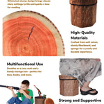 CHEFAN Fruit Storage Stool Ottoman,Tree Stump Stool, Cute Folding Storage Toy Box, Collapsible Seat Chest, Wood Stump Organizer Stool for Toy, Cloth and Kids