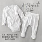2-Pack Footed Pants Roomy Fit Pull on Bottoms 100% Organic Cotton for Infant Baby Boys, Girls, Unisex