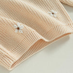 Mubineo Baby Girl Winter Clothes Cute Flower Sweater Crewneck Pullover Long Sleeve Knit Newborn Infant Sweaters (US, Age, 12 Months, 18 Months, Beige)