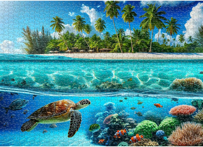 Sutinban Sea Turtle 1000 Piece Puzzle for Adults, Coolest Adult Puzzle 1000 Pieces, Wave Spirit Hawaii Ocean Jigsaw Puzzles Home Decor Happy Family Time