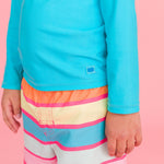 RUGGEDBUTTS Boys UPF50+ Sun Protection Striped Color Block Swim Trunks - Ice Cream Stripe, 5