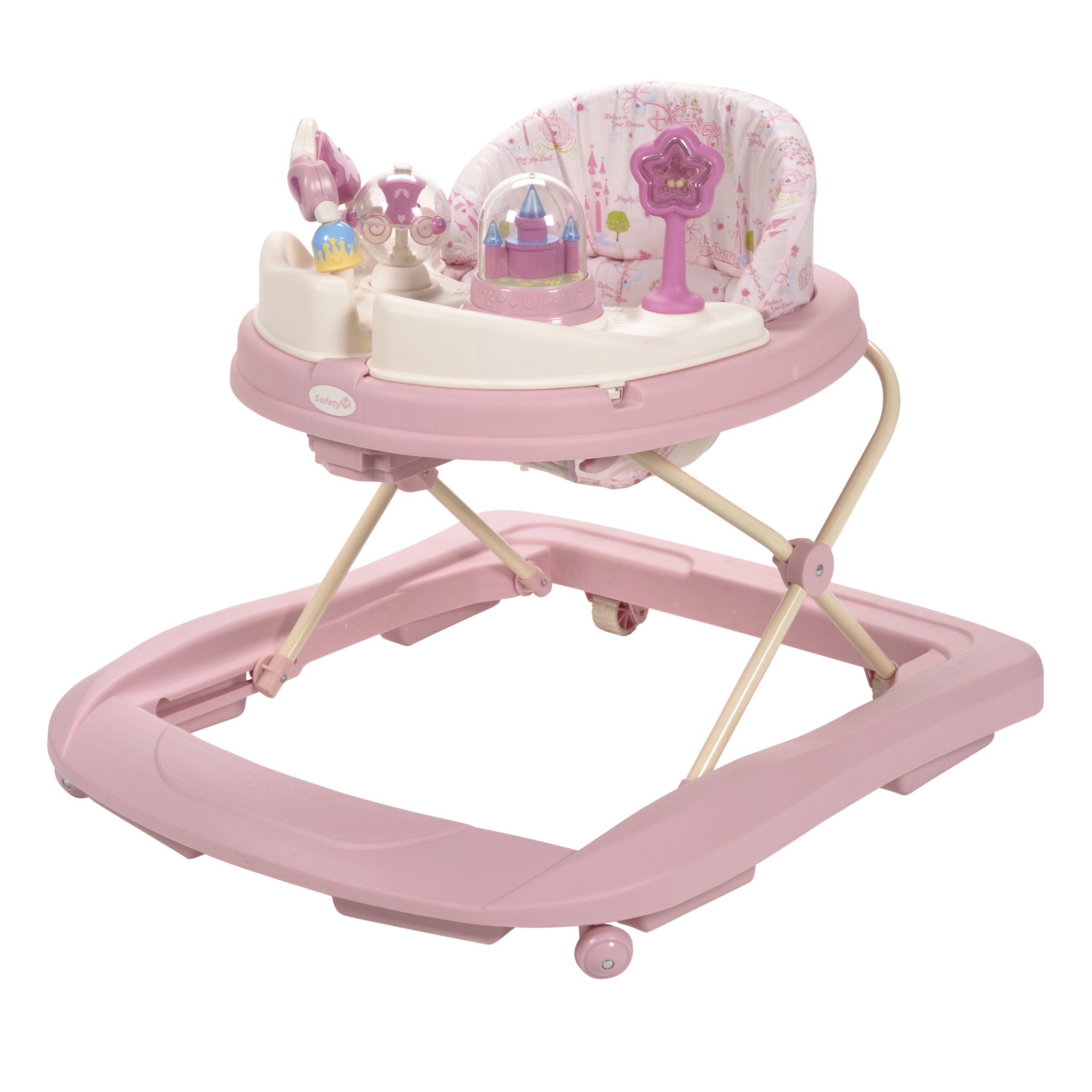 Disney Baby Walker with Wheels, Pink Baby Walkers and Activity Center for Infants