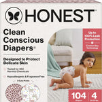 The Honest Company Clean Conscious Diapers for Delicate Skin | Up to 100% Leakproof | Hypoallergenic, Fragrance Free | Gender Neutral | Club Box, Size 1 (8-14 lbs), 78 Count (Prints May Vary)