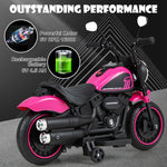 Costzon Toddler Motorcycle, 6V Battery Powered Electric Motorcycle with Detachable Training Wheels, Soft Start, Headlights & Music, Kids Motorcycle Ride on Toy for Toddlers Boys Girls 18+ Months(Pink)