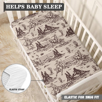 Streeyiu Western Baby Crib Sheets for Boys Girls American Cowboy Fitted Crib Sheet for Standard Crib and Toddler Mattress Cute Baby Mattress Sheets Toddler Bed Sheet 52x28x8 in