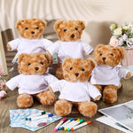 Blueweenly Make Your Own Stuffed Animal Kit Including 9.84 Inches Velvet Animal White T Shirt 12 Colors Pens and Thank You Card DIY Stuffed Plush Gift for Crafts (Brown,Bear)