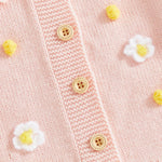 1-5T Toddler Baby Girl Flower Sweater Cardigans Fall Clothes Winter Warm Long Sleeve Button Up Floral Knitted Coats