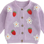 Toddler Baby Girl Cardigan Christmas Knit Sweater Long Sleeve Button Down Knitwear Kids Fall Winter Coat