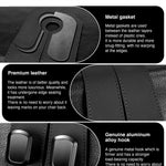 VETERBONE Car Hooks for Headrest, 2Pcs Seat Back Storage Hook Luxurious Leather 100% Metal Multifunctional Car Hanger & Holder for Heatrest, Seat, Bag, Purse (Black)