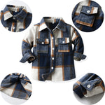 Ilyboz Cute Little Flannels 2 Pack Toddler Baby Boys Girls Plaid Flannel Shirts Jackets Long Sleeve Lapel Button Down Shirt Top Outfit Vintage Clothes