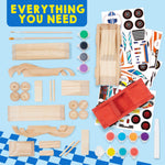 Klever Kits 4 DIY Wooden Race Cars-Build & Paint Your Own Wood Craft Kit, 4 Race Cars Toy, Easy to Assemble Arts Crafts Kit, Birthday Party Presents for Kids Boys and Girls