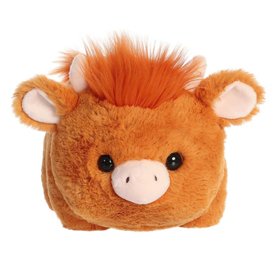 Aurora® Adorable Spudsters™ Hamish Highland Cow™ Stuffed Animal - Round Shape Makes for Comforting Cuddles - Perfect for Kids All Ages and Animal Loving Adults - Brown 10.5 Inches