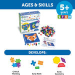 Learning Resources STEM Explorers Pixel Art Challenge - Math Puzzles, Pattern Blocks, Creativity for Kids Sensory Bin, Arts and Crafts, Math Manipulatives, Building Toys, Montessori