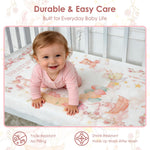 IBESTOPIA Crib Sheets 2 Pack, 100% Cotton Fitted Crib Sheets for Baby Boys & Girls, Soft Breathable Baby Crib Sheet, Snug Fit for 52 x 28 Mattress (3–8"), Nursery Bedding Set, Moonlight Tea Party