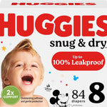 Huggies Size 1 Diapers, Snug & Dry Newborn Diapers, Size 1 (8-14 lbs), 128 Count, Packaging May Vary