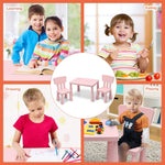 Costzon Kids Table and Chairs, 3 Piece Plastic Easy Clean Children Activity Desk for Reading, Drawing, Snack Time, Arts Crafts, Preschool, Kindergarten & Playroom, Toddler Table and Chair Set (Pink)