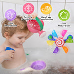 Oukitoymer Baby Bath Toy, Kids Watering Can Bathing Spoons Windmill Water Toys Set of 3, Fun Interactive Water Bathtub Toy, Beach Shower Swimming Pool Toys Gifts for Babies Toddlers Party Favors