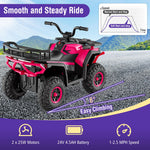Costzon 24V Kids ATV, Four Wheeler Quad Electric Vehicle with LED Lights, Rear Storage Rack, Spring Suspension & Wireless Connection, Kids 4 Wheeler Ride on Car Toy for Boys Girls (Pink,24V)