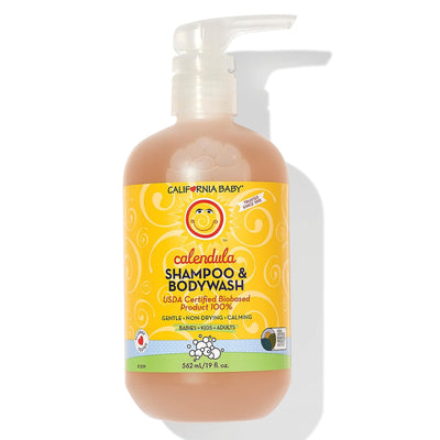 California Baby Calendula Shampoo & Bodywash bottle on a white background