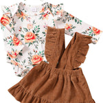 Kucnuzki Newborn Baby Girl Clothes Toddler Long Sleeve Ruffle Romper Top Infant Skirt Set Little Girl Overall Dress