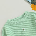Mubineo Baby Girl Winter Clothes Cute Flower Sweater Crewneck Pullover Long Sleeve Knit Newborn Infant Sweaters (US, Age, 2 Years, 3 Years, Mint Green)