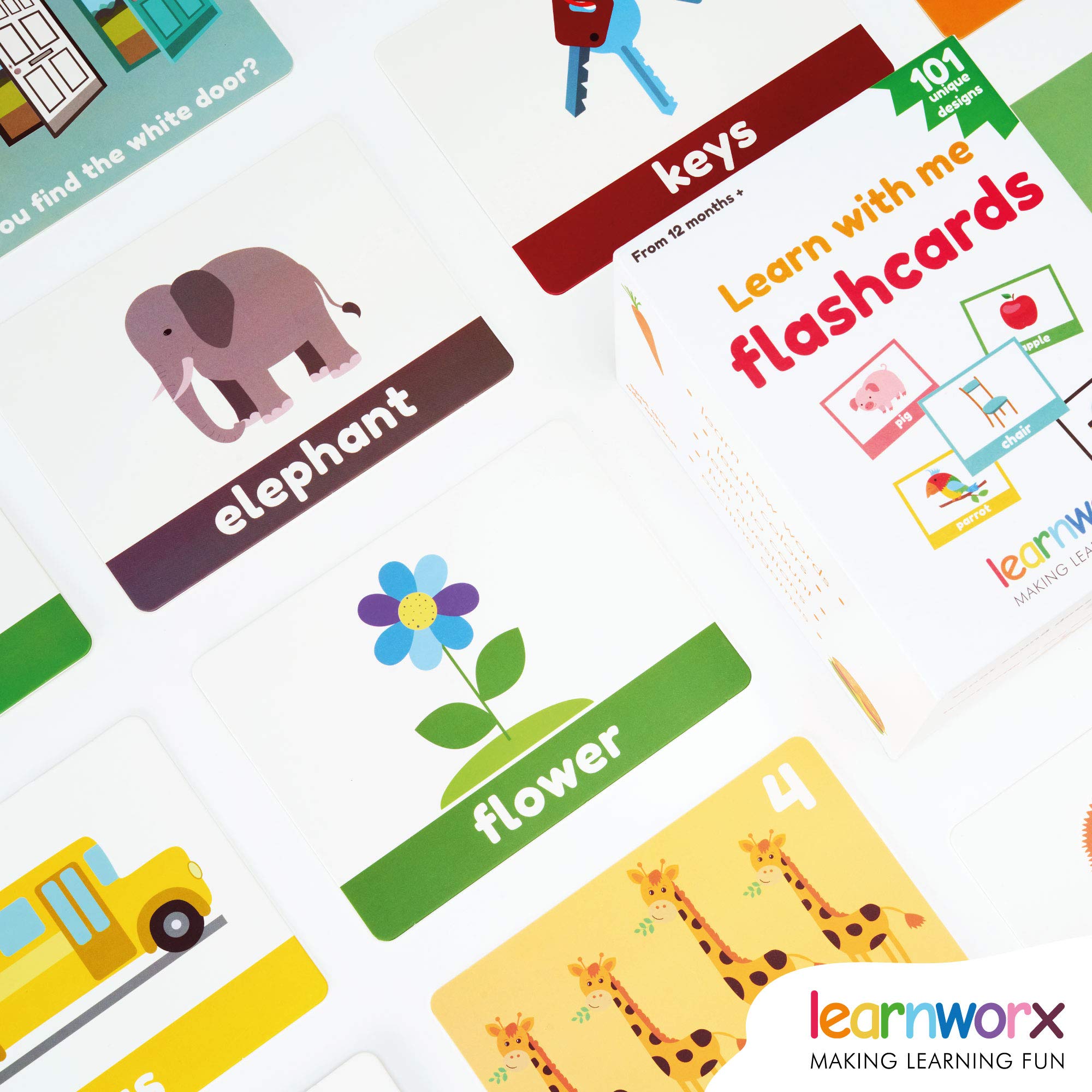 LearnWorx 101 Baby Flash Cards for Toddlers 1-3 - Educational Flash ...