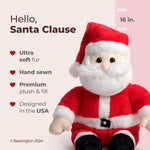 Bearington Mr. Santa Claus Christmas Stuffed Animal - 16" Kringle Plush Toy Santas with Soft Fabric, Inner Bean Bags and Floppy Body for Holiday Décor, Kids, Teens Giving