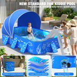 2026 Kiddie Pool with Canopy,Baby Swimming Pool for Toddler,Non-Inflatable Portable Pool for Kids,Foldable Toddler Pool with Shade,Kiddie Pool for Backyard,Pop Up Baby Beach Pool 53''×40''×33''