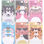 JIANTA Cute Sticky Notes, 6 Pack 270 Sheets Kawaii Cartoon Animal Sticky Notes, Mini Cartoon Notes Animals Shape Markers Flags Self-Stick Memo Pads for School Home Office, JT-BG072-06