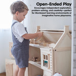 PlanToys® Victorian Wooden Dollhouse | 3-Story Large Doll House with Attic, Opening Panels & Sliding Windows | Pretend Play Dollhouse Compatible with 1:12 Scale Furniture & Wooden Dolls