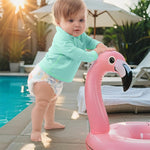 Feyoyi Baby Todder Rash Guard Shirts SPF Long Sleeve Swim Shirts Sun Protection Rashguard Swimwear for Baby Boys Girls Aqua,18-24 Months