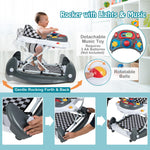 HONEY JOY Baby Walker, 6-in-1 Foldable Baby Walker and Bouncer Combo, Infant Activity Walker with Wheels, Adjustable Heights, Rocker, Music, Lights, Walker for Baby Boy Girl 7-14 Months (Gray)