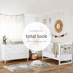 dadada Austin 5-Drawer Dresser for Nursery and Bedroom - Modern Design, Large Storage, Baby-Safe Finish, Anti-Tip Safety, Solid Wood Feet, Durable Construction (White+Natural)