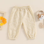 Toddler Checkered Pants Baby Girl Boy Elastic Waist Jogger Pants Kids Casual Plaid Trousers Infant Long Sweatpants (A-Khaki, 12-18 Months)