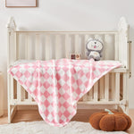Yurhap Checkered Baby Blanket for Girls Pink Fleece Baby Blankets for Girls Boys, Warmer Comfort Lightweight Bed Blanket for Toddlers Infants or Newborn, 30''x40'', Pink